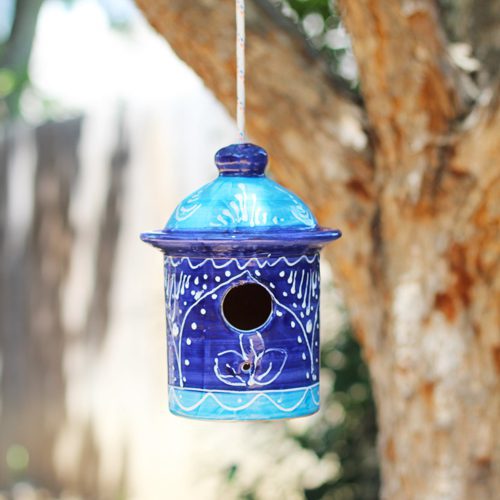 Blue Ceramic Birdhouses for Back to School Gifts | Calloway's Nursery