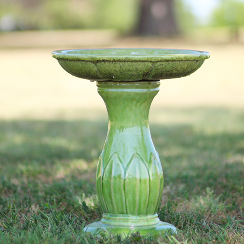 green birdbath