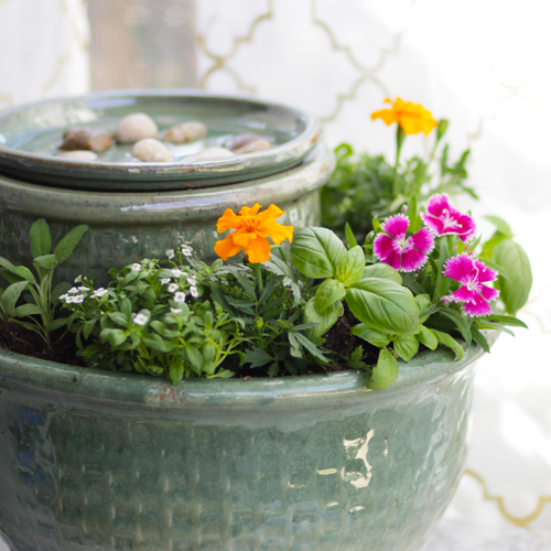 diy birdbath planter