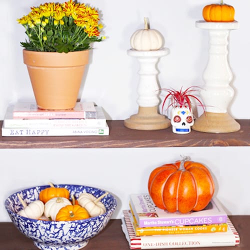 pumpkin display ideas on shelves