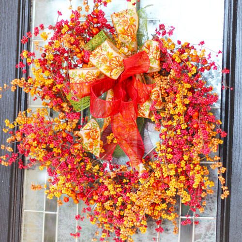 fall wreath on door