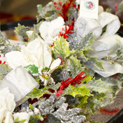 white ribbon on garland