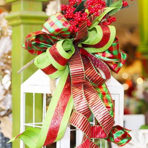 lime green ribbon with red